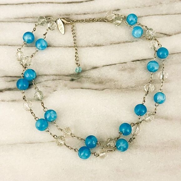 Sarah Necklace Blue Silver Toned Multilayer - Picture 1 of 4